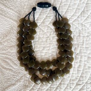 Vintage Angela Caputi - Multi-Strand Olive Green Necklace